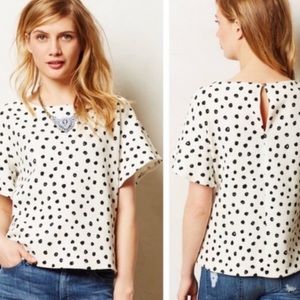 Anthropologie polka dotted blouse